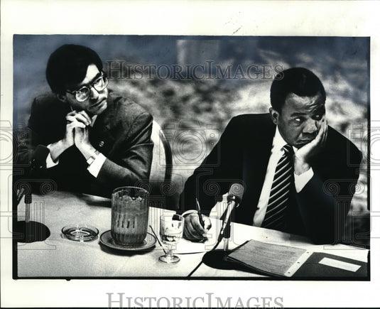 1984 Press Photo The New Breed of Mayor panel discussion with F. Pena,and Goode - Historic Images