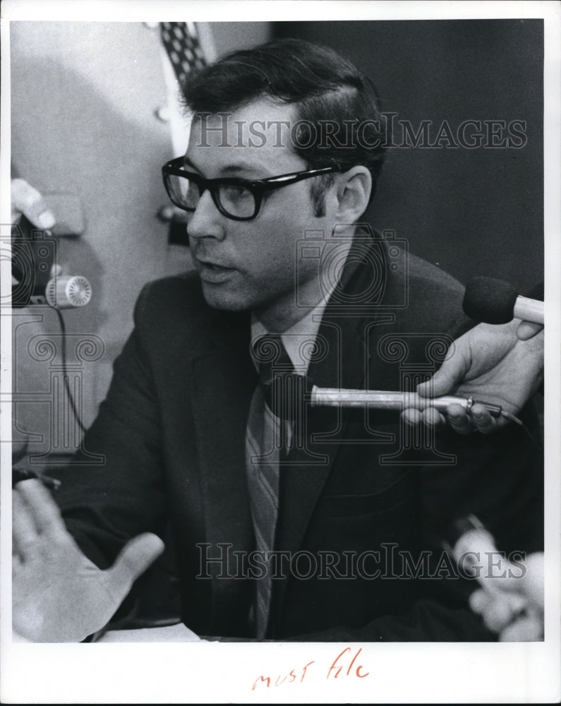 1973, The board member Robert T. Hart as he testifies in court - Historic Images