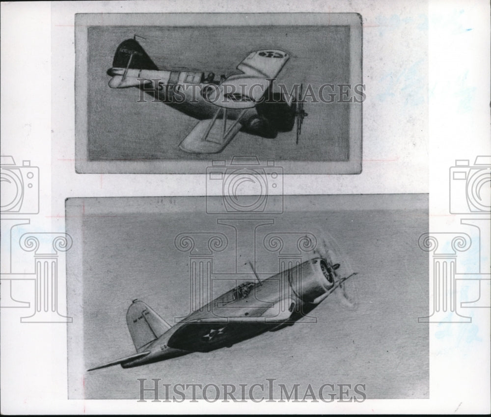 1975 Press Photo PD employee William M. Hasse's plane paintings - Historic Images
