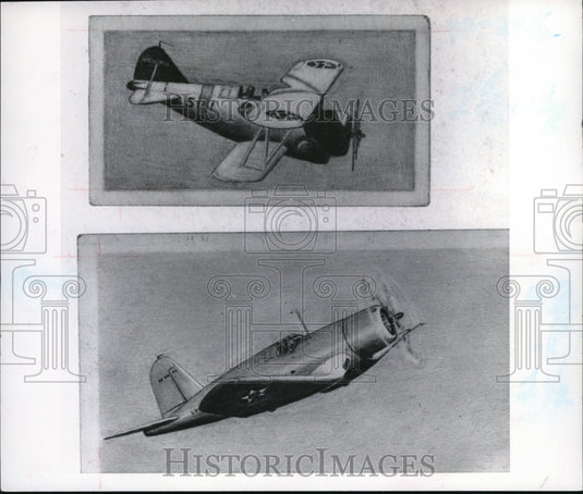 1975 Press Photo PD employee William M. Hasse's plane paintings - Historic Images
