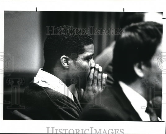 1988 Press Photo Andre Jacksoncries as he hears his guilty verdict - Historic Images