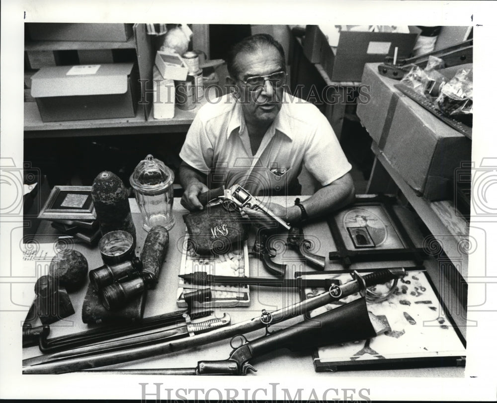1987, Michael Hritz with his civil war weapons from his father - Historic Images