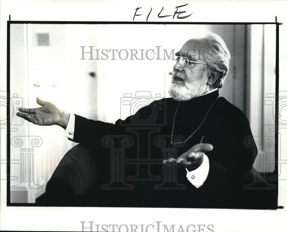 1987 Press Photo Archbishop Iakovos of Greek Orthodox Arscdiocese. - Historic Images