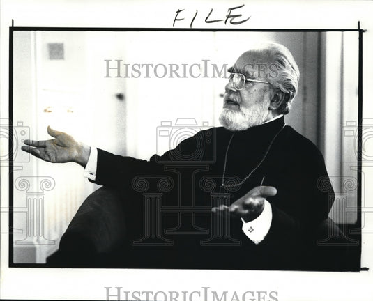 1987 Press Photo Archbishop Iakovos of Greek Orthodox Arscdiocese. - Historic Images