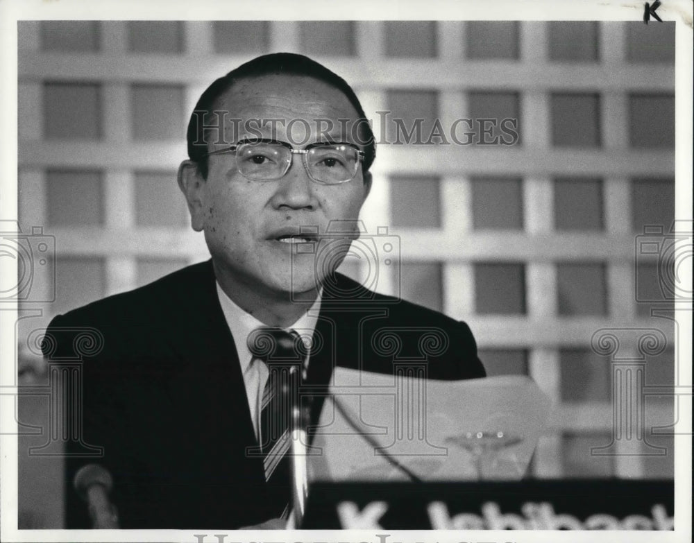 1983 Press Photo Bridgestone Tire Company Kanichiro Ishibashi - Historic Images