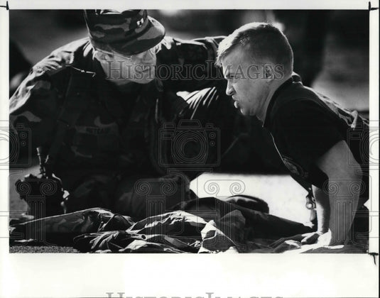 1987 Press Photo ROTC Cadet, Sean Conover from the Raider Team of the U of Cincy - Historic Images