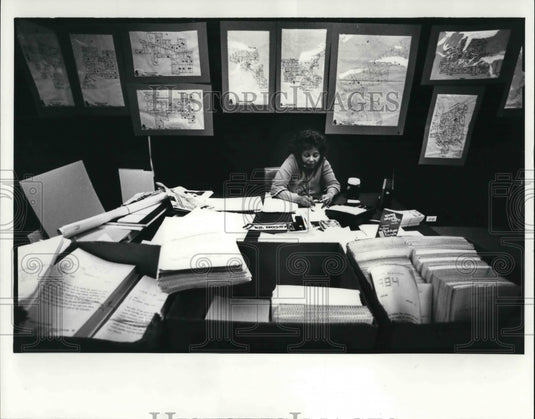 1984 Press Photo Rose M. Ross carried a Jesse Jackson's campaign at her office - Historic Images