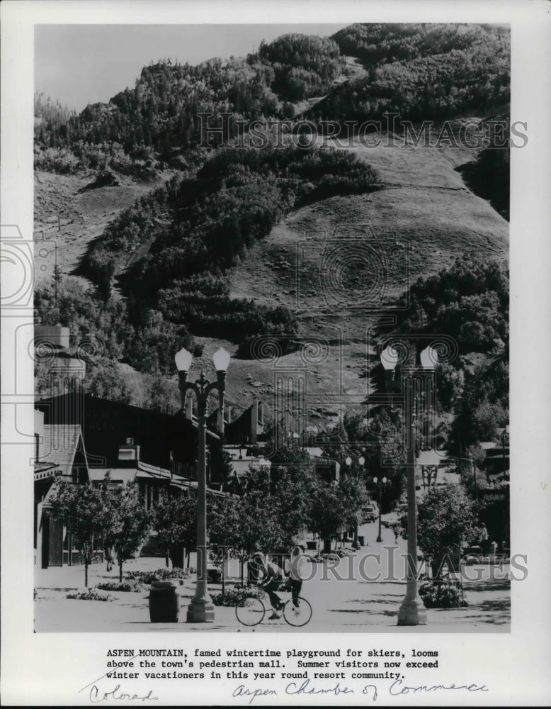 1980 Press Photo Famed wintertime playground for skiers in Aspen Mountain - Historic Images