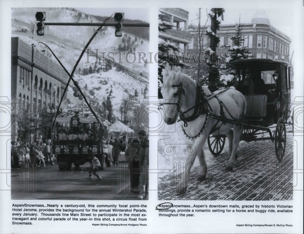 1986 Press Photo Aspen&#39;s downtown malls, graced by historic Victorian buildings - Historic Images