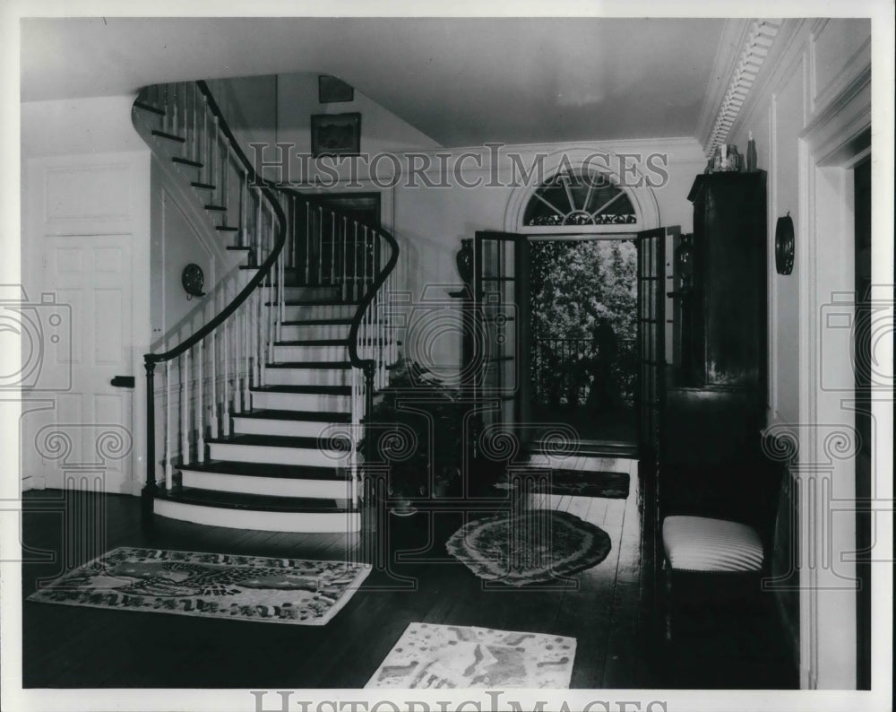 1971, Front hall of Eleutherian Mills, a home built by E. I. du Pont - Historic Images