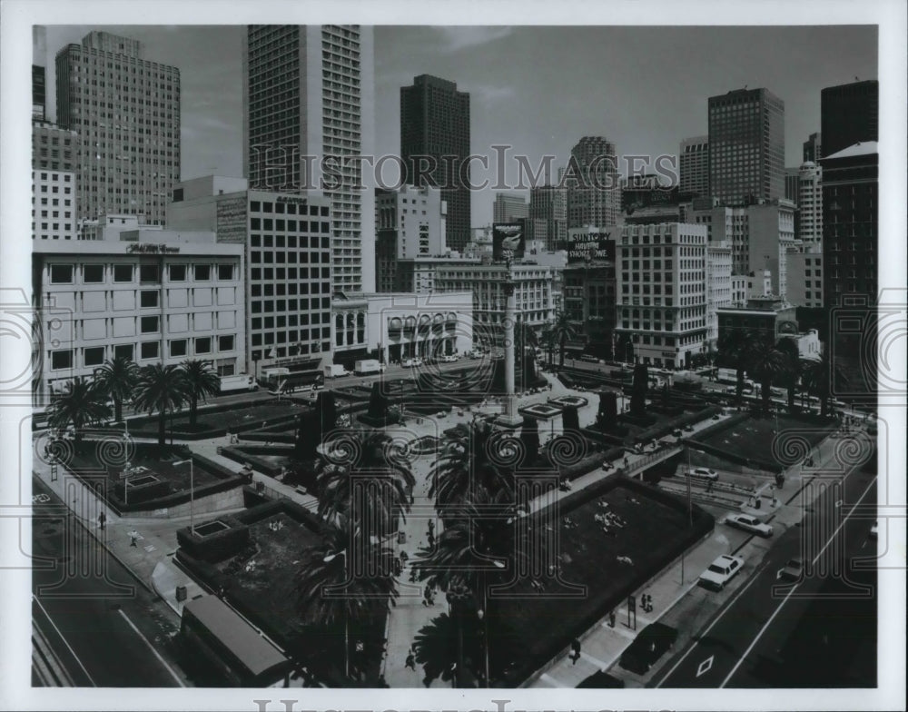 1986 Press Photo 693-room Hyatt on San Francisco&#39;s Union Square - Historic Images