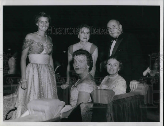 1956 Press Photo Mrs. Robert Webster poses with Mr. and Mrs. Howard Eells-Historic Images