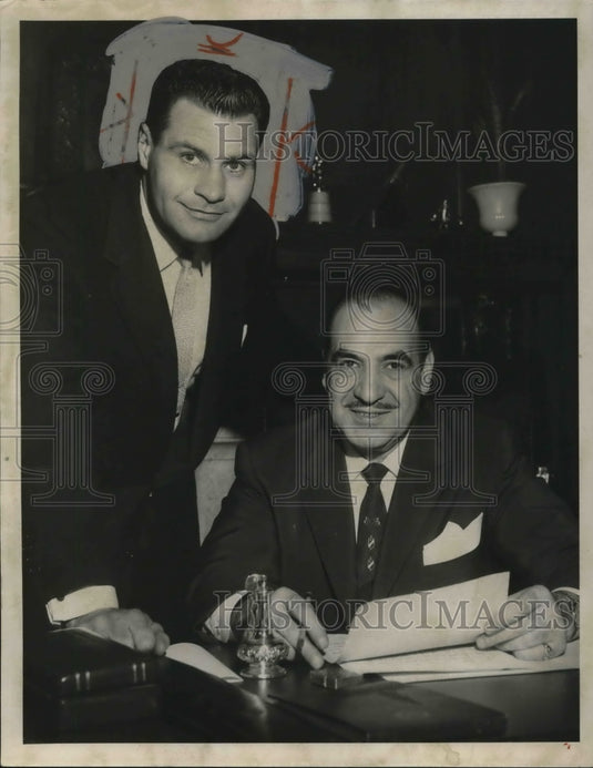 1956 Press Photo Robert Greenhaigh & Mayor Anthony Celebreeze - cva21104-Historic Images