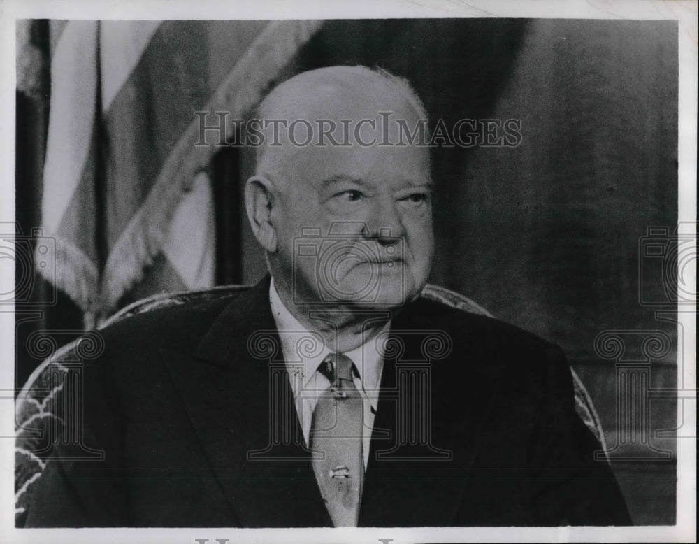 1956 Press Photo The former President Herbert Hoover on NBC TV conversation - Historic Images