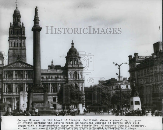 1989 Press Photo George Square in the heart of Glasgow, Scotlad - Historic Images