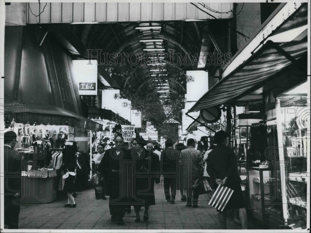 1990, Street of Shops at entrance to Kannon Temple, Tokyo, Japan - Historic Images