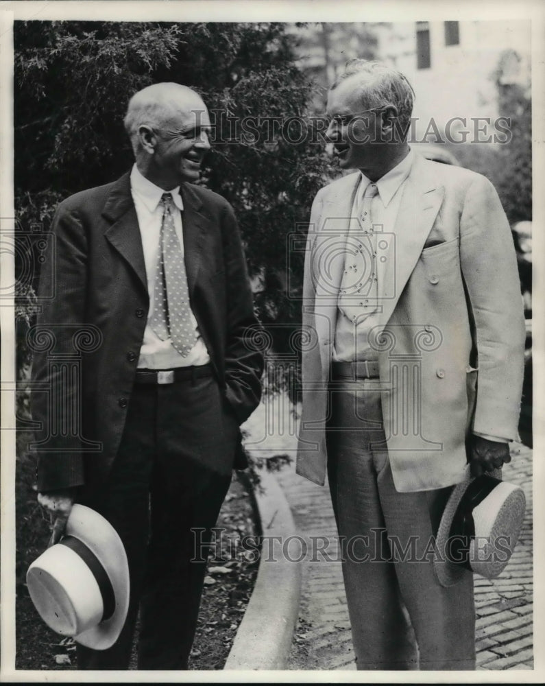 1936, Publisher Hulbert Taft with Governor Alfred M Landon - Historic Images