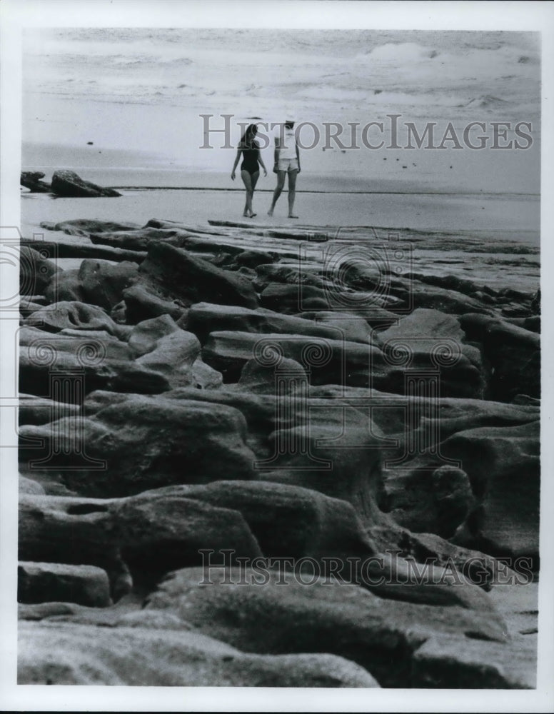 Press Photo Rocky Coast near Plam Coast in Florida - Historic Images