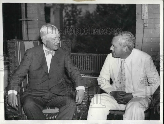 1936, Ex Governor Frank O. Lowden with Governor Alfred Landon - Historic Images