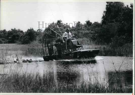 1990, An air boat at the Loxahatchee Wildlife Refuge in Florida - Historic Images