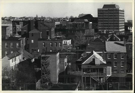 1980 Press Photo Architectural geometry in general view of Portland, Maine - Historic Images