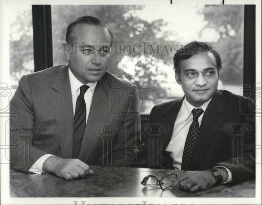 1983 Press Photo Abid Aly Khan, Gen. Mgr., Joel Mason, President - Historic Images