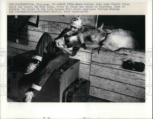 1984 Press Photo Dawn Latiner with her horse, My Fair Lady - Historic Images
