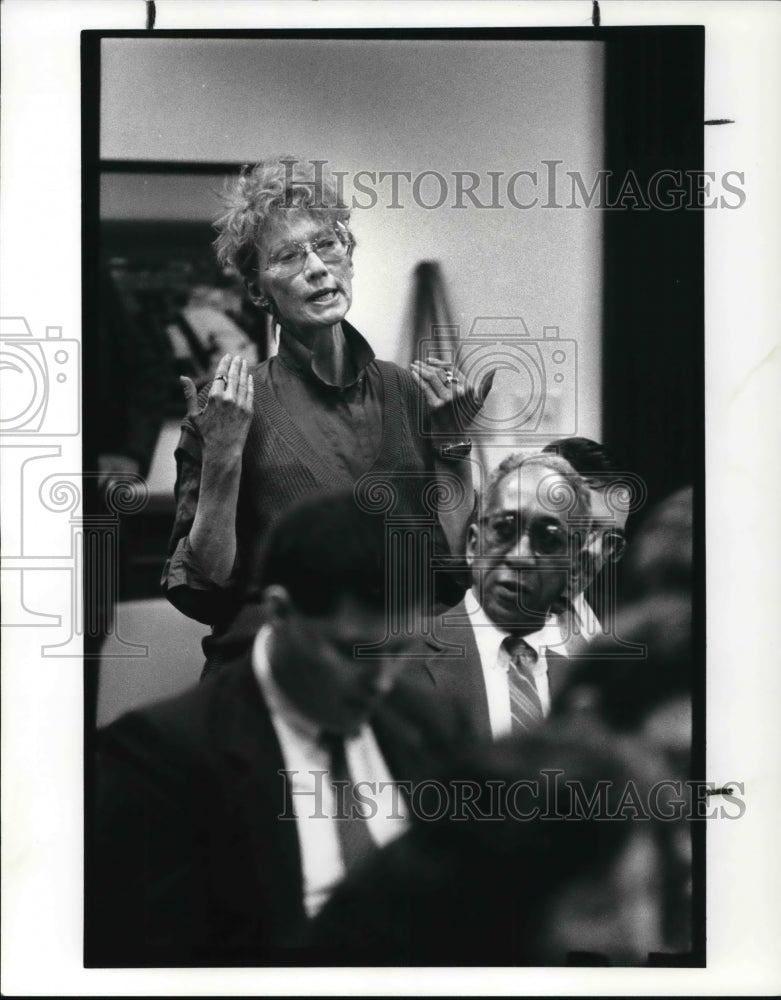 1988 Press Photo Jane Kirkman Director of Area Dev. speak at Landmark Commission - Historic Images