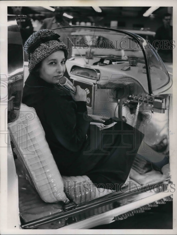 1962 Press Photo Plain Dealer reporter Mary Hirschfield in a Car - cva24827 - Historic Images