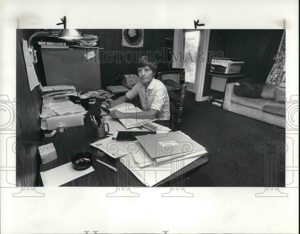 1983 Press Photo Saundra Jaye works in her home - Historic Images