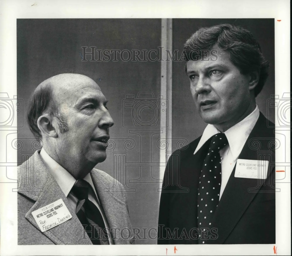 1981 Press Photo Ohio Rep. Frederick Deering, Ohio Turnpike Director A. Johnson - Historic Images