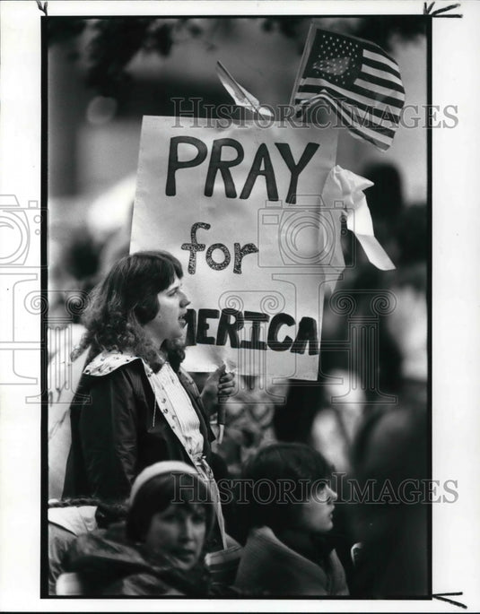 1987 Press Photo Amy Frizzell during opening ceremonies prior to Pope's arrival - Historic Images