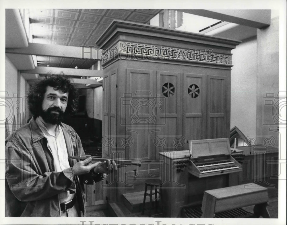 1986 Press Photo Gerhard Hradetzky and Organ at St. Paul&#39;s Episcopal Church - Historic Images