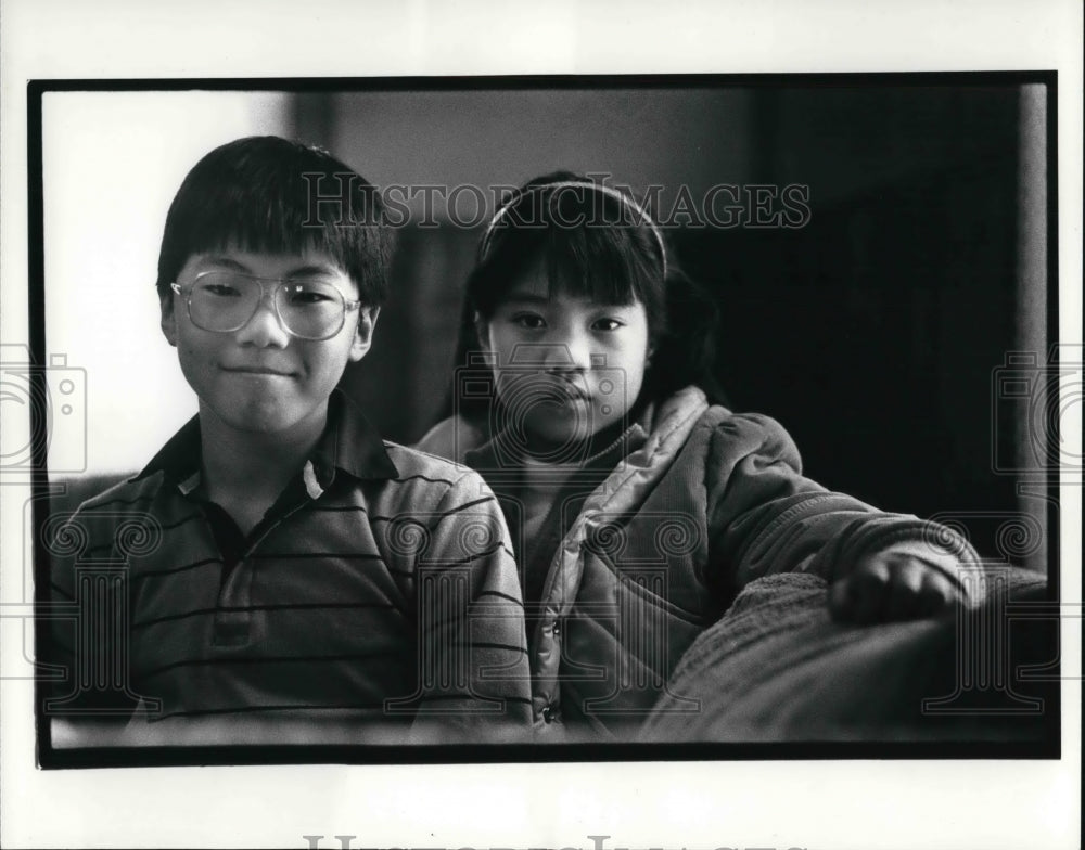 1986 Press Photo Gengkon and Judy Lum orphaned Children after their mothed died - Historic Images