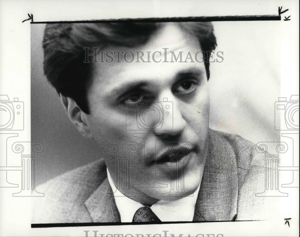 1985 Press Photo David Kramer Mayoral Candidate speaks at 21st Cong.Dist. - Historic Images