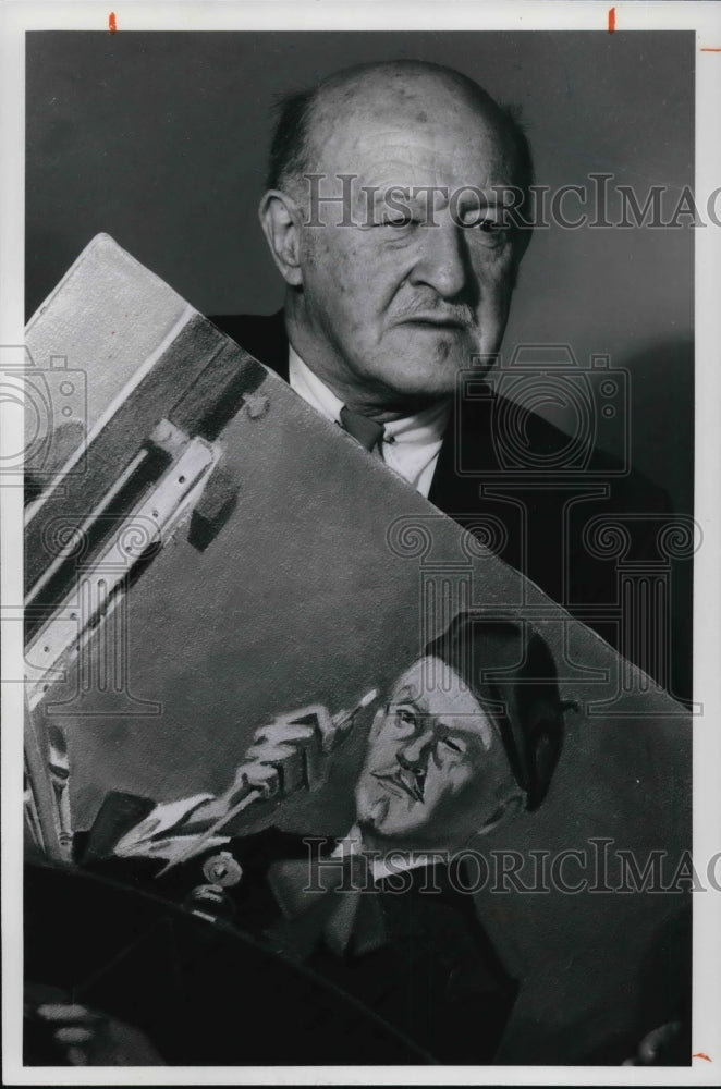 1978 Press Photo James Kulhanek, with self-portrait - Historic Images