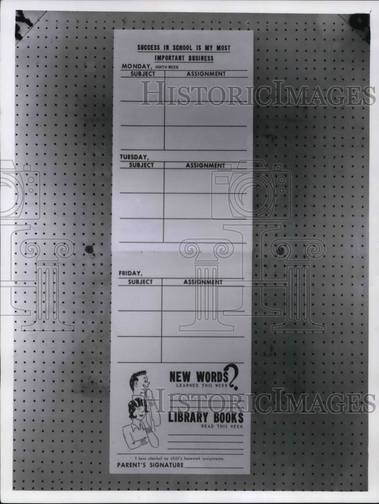 1962 Press Photo Sample of homework notebook by St. Louis educator - Historic Images