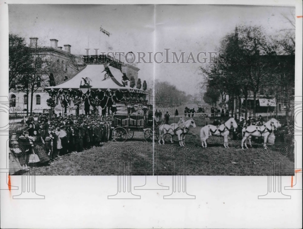 1960 Press Photo Pavillion in Cleveland Public Square when Abraham Lincoln came - Historic Images
