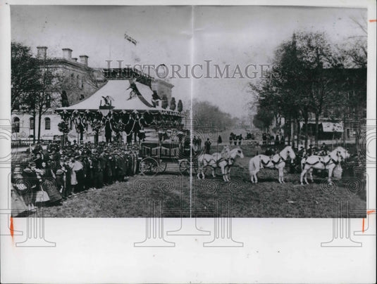 1960 Press Photo Pavillion in Cleveland Public Square when Abraham Lincoln came - Historic Images