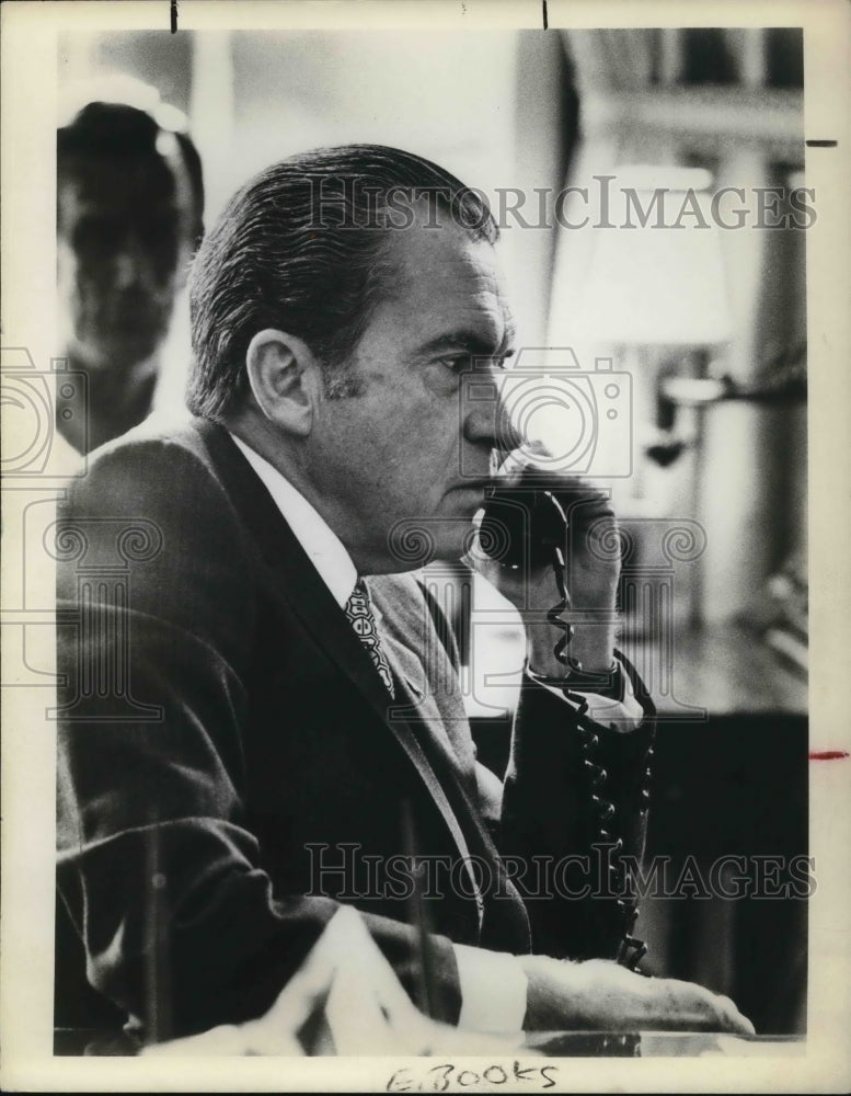 1971, President Richard M. Nixon talking on the phone - Historic Images