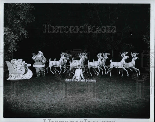 1971, Santa Clause with the reindeer display - Historic Images