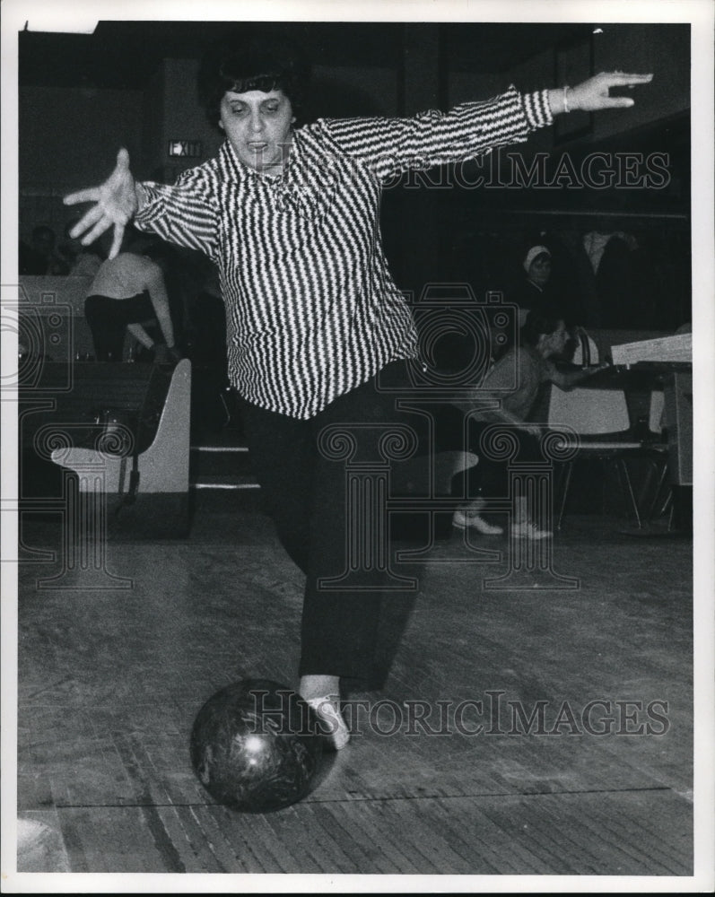 1972, Mrs. Ralph J. Perk at bowling alley - cva32988 - Historic Images