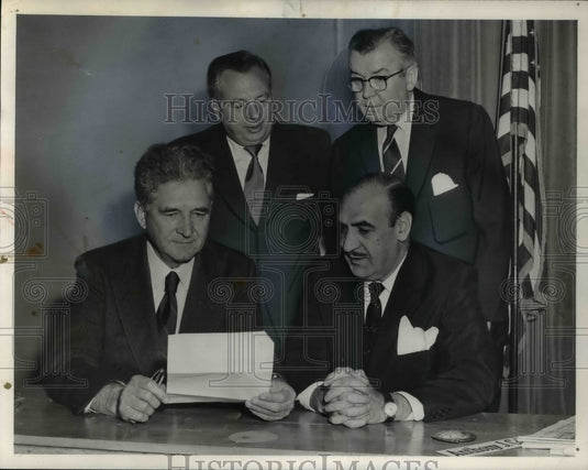 1956 Press Photo Frank Lausche, MD Salle, Tom Burker & Mayor Anthony Celebrezze - Historic Images