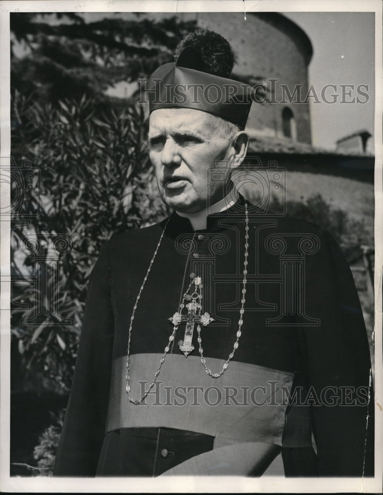 1949 Press Photo Bishop James A. McFadde is shown in Rome, Italy - Historic Images