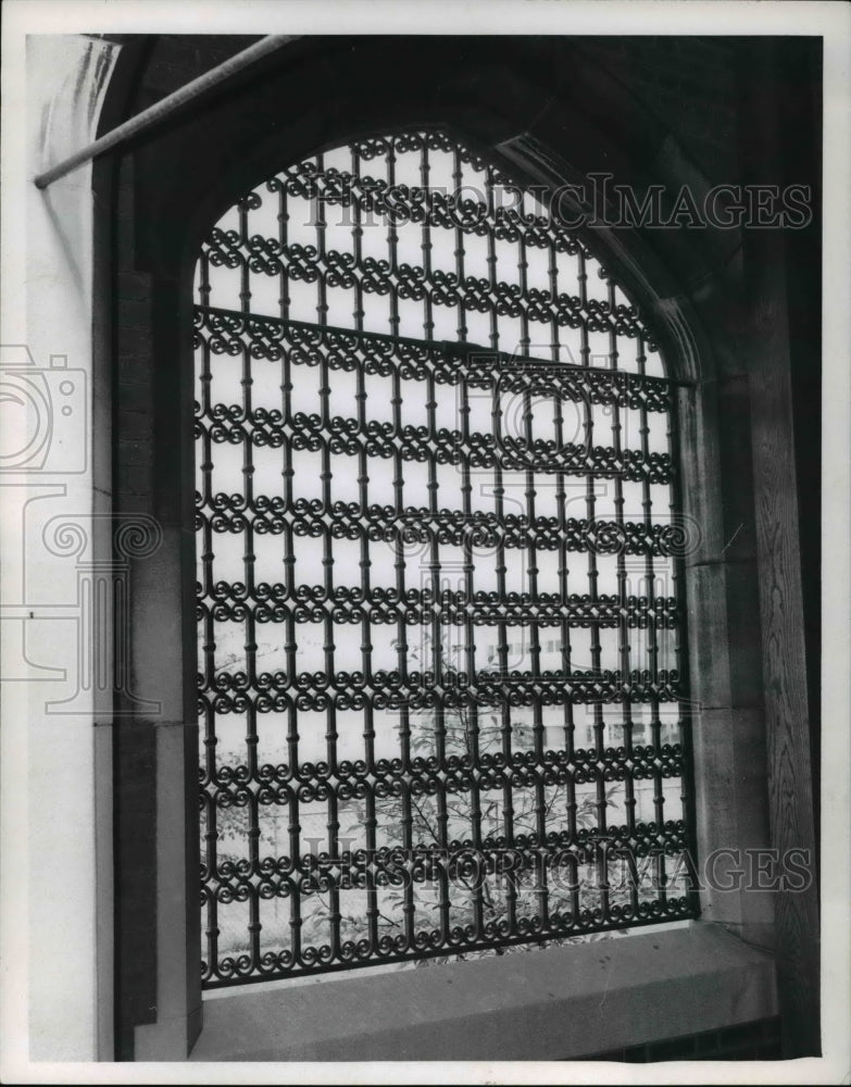 1962 Ornamental iron enhances rear porch of Samuel Mather&#39;s house - Historic Images