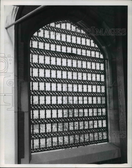 1962 Ornamental iron enhances rear porch of Samuel Mather's house - Historic Images