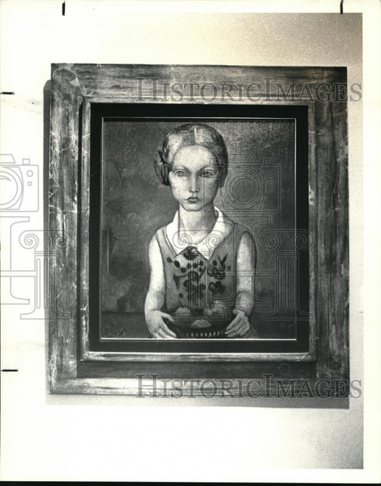 1988 Press Photo Tess with Apple, Oil on board by William Sommer - Historic Images