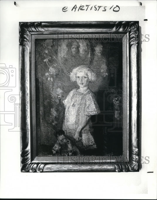 1988 Press Photo Blonde Girl with Doll painting by William Sommer - Historic Images