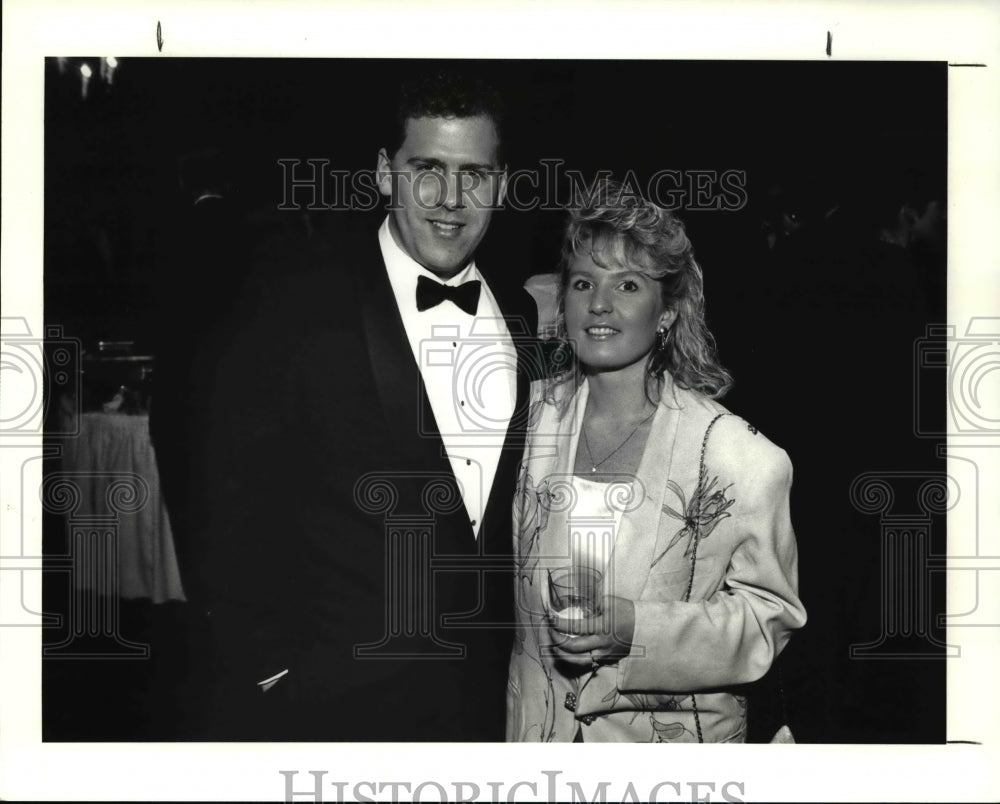 1991 Press Photo Stephen McCann and fiances Debbie Voinovich at Heartbrid Ball - Historic Images