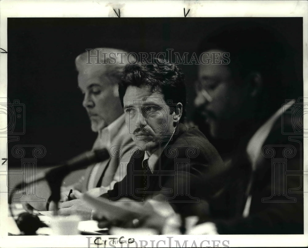 1985 Press Photo Council Commitee Members, Ed Ciolek, Jay Westbrook and Turner - Historic Images